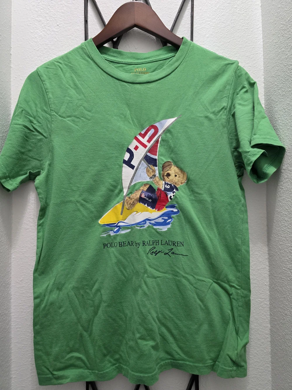 Ralph Lauren Green Polo Bear Sailboat Graphic Tee Size 14-16 L